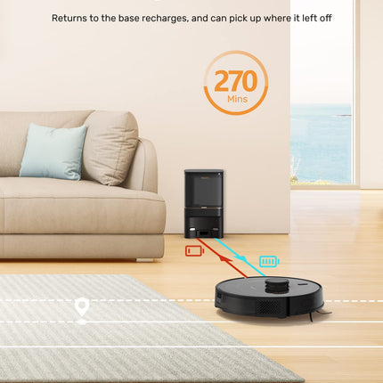 Verefa Robot Vacuum Selfempty, Empties Itself For 70 Days, Lidar Navigation Robot Vacuum Cleaner 3000Pa, Smart Mapping Robotic Vacuum 270Mins Runtime, Wifi Connected, Perfect For Pet Hair, Carpet