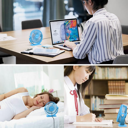 Tripole Usb Powered Desk Fan Small Personal Fan 3 Speeds Strong Airflow Mini Fan 360°Rotation Portable Fan 5.1 Inch Table Fan