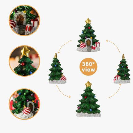 Christmas Houses Decor-Christmas Tree Village House Light Up Christmas Indoor Table Decorations Winter Decor Xmas Village Accessories Statue Ornament
