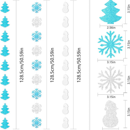 8 Pack Glitter Snowflake Snowman Hanging Banner Garlands for Winter, Christmas, Winter Wonderland Party Decoration, Frozen Birthday Wedding, Party Supplies Decor and More