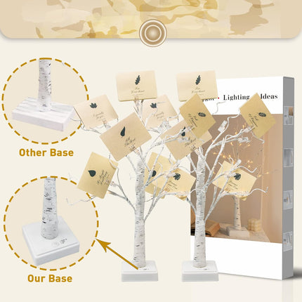 Vanthylit Money Tree Holder Set of 2, 24 LED Warm White Lights Battery Powered Timer, with Clips and Greeting Cards, Holder Decor for Photo Mother's Day Christmas Graduation s