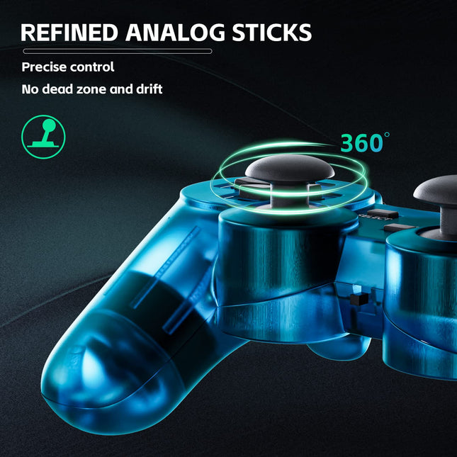 Wireless Controller for PS2 Play station 2 Dual Vibration 2 - ClearBlue and ClearPurple