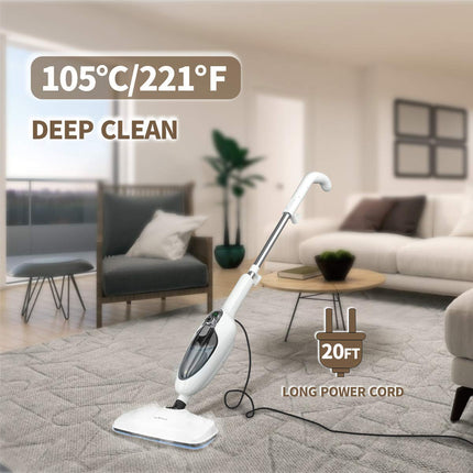 Steam Mop For Hardwood Cleaning, Steam Cleaner, Multipurpose Adapter Accessories, Floor Steamer, Lightweight, 20Ft Power Cord, 2 Pads, 1200W, 300Ml Water Capacity, 18 Secs Heat Up By Sandoo, Sc1050
