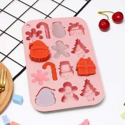 Christmas Molds Silicone Chocolate Molds Christmas Tree Santa Claus Gingerbread Cane Candy Molds 3pcs for Resin, Ice Cube, Soap, Cake Topper
