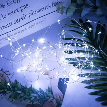 2Pack Fairy Lights Plug in, 100 LEDs 33 Feet Firefly String Lights Waterproof Starry Lights Silver Wire for DIY Wreath Wedding Bedroom Indoor Outdoor Party Christmas Decorations, Pure White