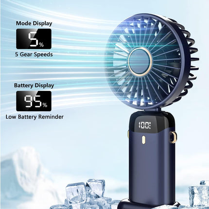 Mini Handheld Fan, Usb Desk Fan, Small Personal Portable Table Fan 5 Speed With Usb Rechargeable Battery Operated Cooling Folding