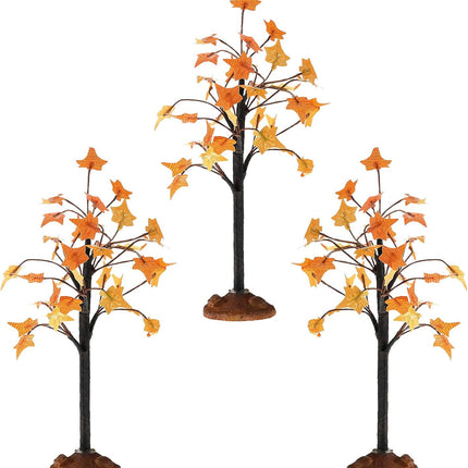 3 Pieces Fall Maple Tree Christmas Village Tree Thanksgiving Village Miniature Fake Faux Maple Tree for Aesthetic Decor Harvest Town Village Accessories (Bright Style)