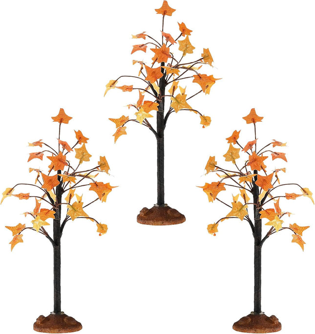 3 Pieces Fall Maple Tree Christmas Village Tree Thanksgiving Village Miniature Fake Faux Maple Tree for Aesthetic Decor Harvest Town Village Accessories (Bright Style)