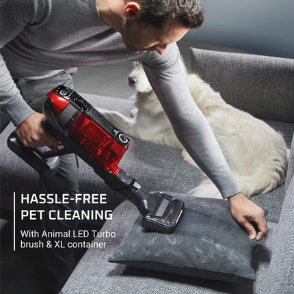 Rowenta, Cordless Vacuum Cleaner, Xforce Flex 12.60 Vacuum, 30.4 Oz Xl Dust Container, Flex Technology, Automatic Floor Detection, 45Min Run Time, 3Hr Charging Time, For Pet, 150 Air Watts, Red