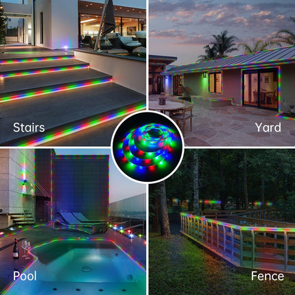 Solar LED Strip Lights, 20FT Waterproof RGB Color 180 LEDs Cuttable with 8 Modes Solar Powered LED Fairy Lights for Christmas Outside, Garden, Patio, Yard, Party