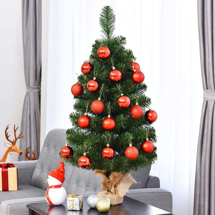 2ft Tabletop Christmas Tree, Small Artificial Spruce Tree in Burlap Base, Ideal for Home, Office, Shops, Holiday Decoration
