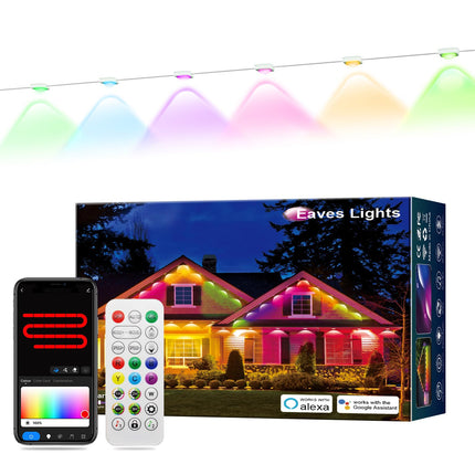 Permanent Outdoor Lights, Smart RGB Outdoor Lights for House, 150ft with 108 LED, IP67 Waterproof LED Lights for Christmas Decorations, Work with Remote, APP, Alexa, Google Assistant