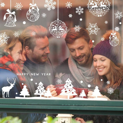 275 Pcs Christmas Window Clings Static Snowflakes Window Clings Decals Stickers Christmas Window Decorations Indoor Merry Christmas Winter Wonderland Decorations Ornaments Party Supplies