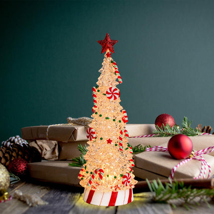 Acrylic Christmas Tree Light Up, Christmas Tree with LED Lights and Christmas Music, Tabletop Decor for Xmas Decoration Indoor Home Party Supplies,13 inches