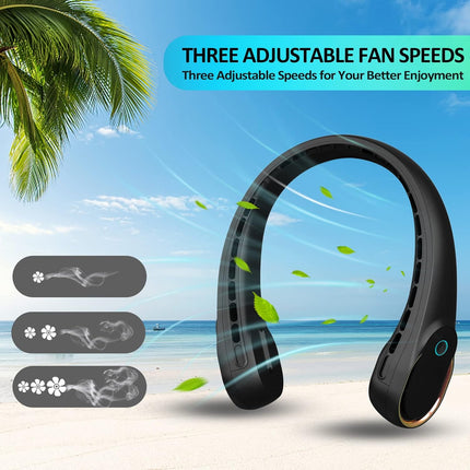 Neck Fan, Portable Bladeless Neck Fans, Upgrade 360° Airflow, Super Quiet, 3 Speeds, 4000Mah Personal Wearable Neck Fan, Upgraded