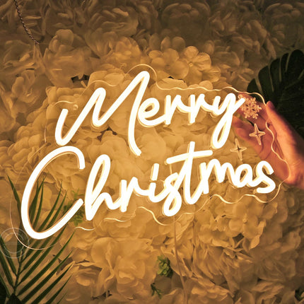 Britrio Merry Christmas Neon Sign LED Neon Light Wall Decoration for Bedroom Holiday Christmas Party Business Store Window Home Decor Hanging Ornament Xmas Indoor 5V USB 15.75” Warm White
