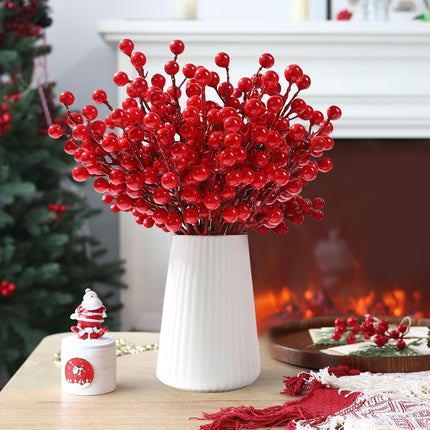 35 Pack Artificial Red Berry Stems 8 Inch Christmas Berry Picks Red Holly Berries for Christmas Tree Decorations DIY Crafts Wedding Winter Holiday Home Decor