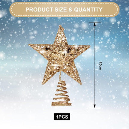 Christmas Balls Ornaments Set Star Balls Tree Baubles Set Plastic Tree Topper Star Clear Balls for Tree Birthday Holiday Indoor Outdoor Decor (Champagne Gold,37 Pieces)