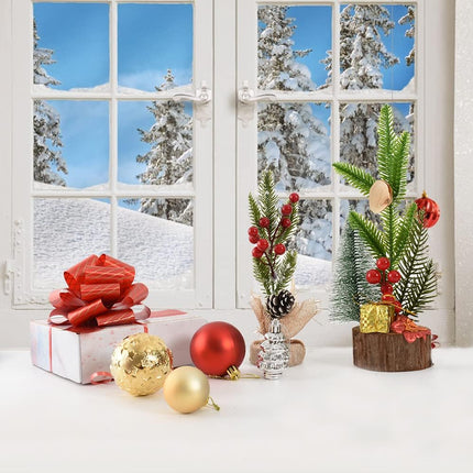 HUIANER Mini Christmas Tree Tabletop Tree with Pine Cone Berry Christmas Decor with Wood Base Ornaments for Xmas Holiday Decorations Table Desk