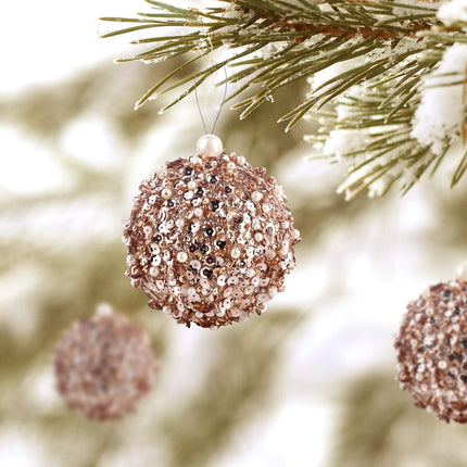4.25" Christmas Ball Ornaments 4pc Set Shatterproof Christmas Decorations Tree Balls for Xmas Trees Wedding Party Holiday Decorations Tabletop Small Trees Decoration (Champagne)
