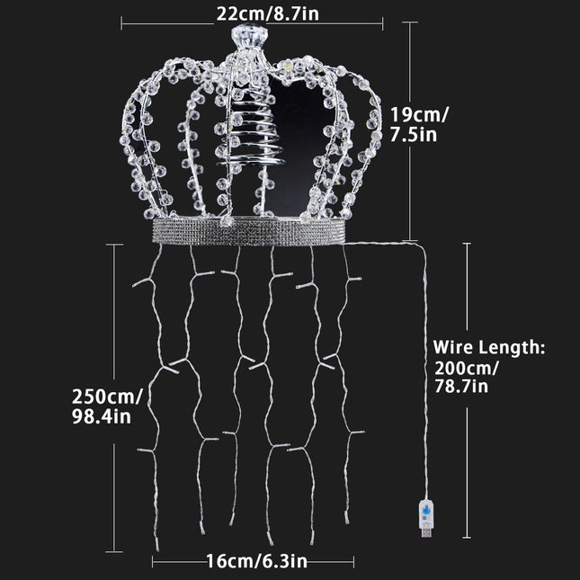 Christmas Tree Lights Decoration, 8.2FT Waterfall Fairy String Lights with Crown Tree Topper, 156 Multicolor LED USB & 8 Modes & Remote Indoor Outdoor Decor for Xmas Tree Bedroom Yard (Timer, Dimmer)