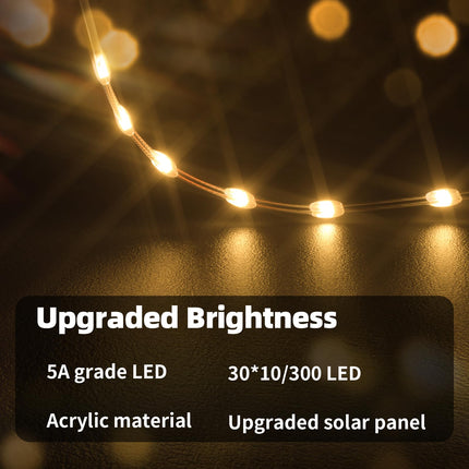 XZAI Christmas Icicle Lights, Solar Curtain Lights, 300 LED Outdoor Waterfall String Lights with USB Rechargeable, IP67 Waterproof, with Remote, 8 Modes, Timer, Fairy Lights Curtain