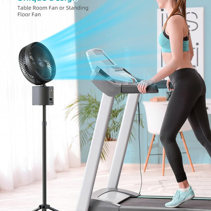 10 Portable Pedestal Fan, 10000Mah Rechargeable Table Fan With 7 Speeds, Oscillating Standing Fan With Timer For Bedroom, Office