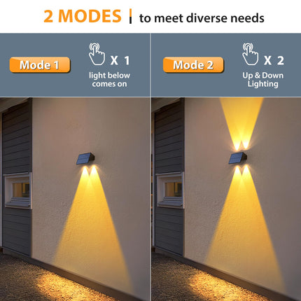 6PACK Solar Wall Lights Outdoor, Solar Lights Outdoor Up and Down Waterproof IP54 Solar Fence Light Christmas Decorations Outdoors for Yard Garden Garage Pools House Deck Porch (Warm White)