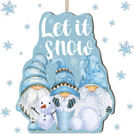 Christmas Welcome Sign Wooden Winter Gnome Door Sign 10x13 Inches Gnome Hanging Plaque Decor Hanging for Holiday Winter Home Window Wall Indoor Outdoor (Charming)