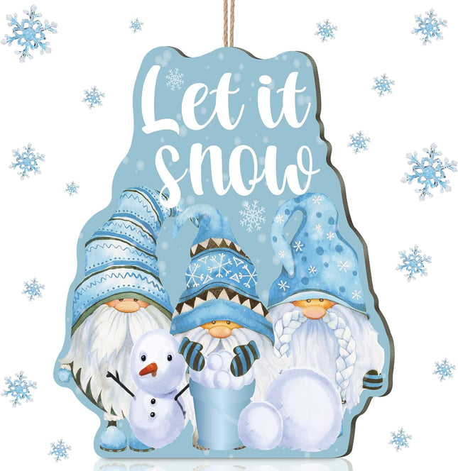 Christmas Welcome Sign Wooden Winter Gnome Door Sign 10x13 Inches Gnome Hanging Plaque Decor Hanging for Holiday Winter Home Window Wall Indoor Outdoor (Charming)