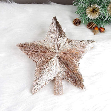 Luxury Christmas Tree Star Topper Handmade Xmas Tree Decorations Unique Christmas Topper Decoration Ornament for Christmas Party (Rose)