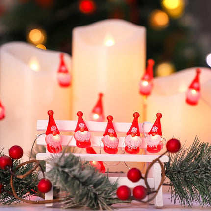 Christmas String Lights 10ft 30 LEDs Red Gnome Lights Battery Powered & USB Plug in with Remote Christmas Garlands Ornaments Twinkle Lights for Home House Party Decoration