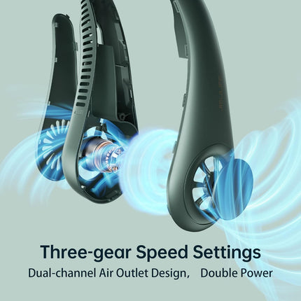 Jisulife Portable Neck Fan, Hands Free Bladeless Fan, 4000 Mah Battery Operated Wearable Personal Fan, Leafless, Rechargeable
