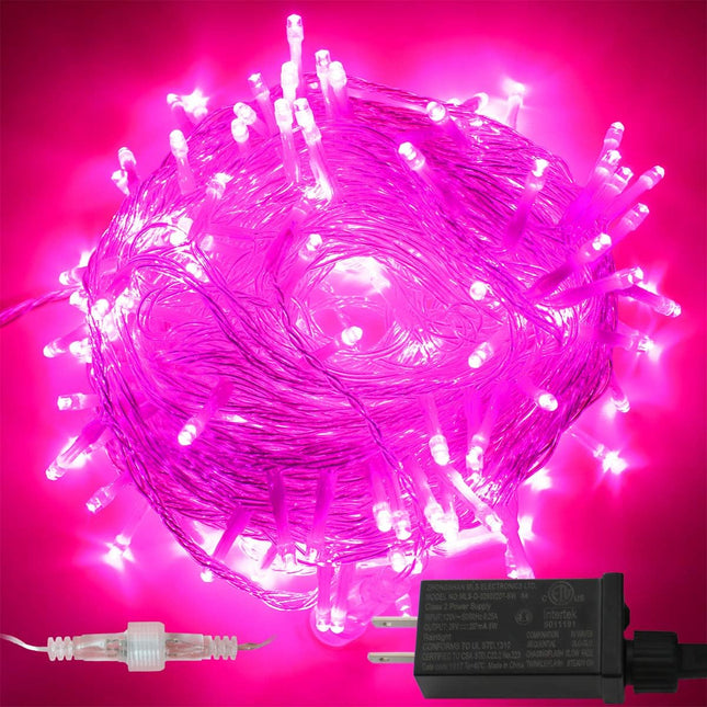 YAOZHOU Pink Christmas Decorations String Lights, Fairy Lights Indoor Outdoor IP44 Waterproof 66Ft 200LED 8 Modes, Decor for Holiday, Party, Wedding, Garden, Tree Decor