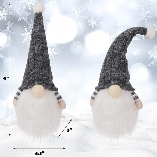 Juegoal Christmas Plush Gnomes, 9 Inch Lighted Handmade Mini gnome Scandinavian, Light Up Swedish Tomte Elf Holiday Present, Battery Operated Xmas s Table Ornaments Dinner Party Supplies, Set of 3