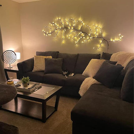 The Lighted Willow Vine Plants for Living Room Decor,LKGOOD Christmas Decorations, Light Trees with 144 LEDs Plug in for Decoration Inside(1PCS Black)