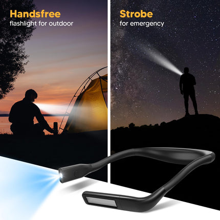 Neck Reading Light Book Lovers s, Rechargeable 2000mAh 10-80Hrs Eye-friendly Wide Lamp Booklight, Birthday Christmas Stocking Stuffers for Men Women Readers, Camping Knitting Crochet Accessories