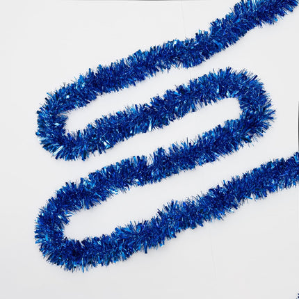 26.2 Ft Tinsel Garland, Blue Holiday Metalic Decorations for Birthday, Wedding, Festivities, Halloween, Christmas, Xmas Sparkly Garlands for All-Season Indoor Outdoor Home Party Decor
