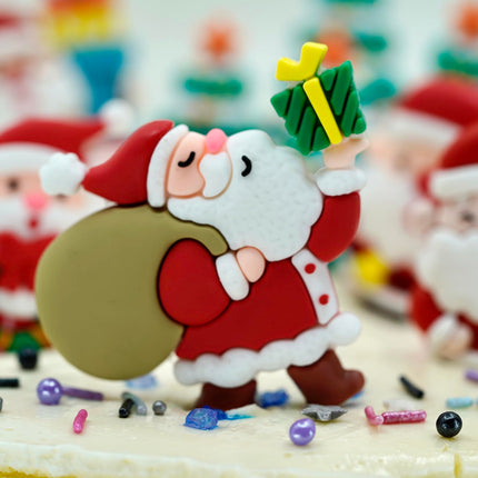 10pcs Christmas Cake Topper Dessert Ornament Santa Claus Cake Topper Merry Christmas Home Party Baking Decorations