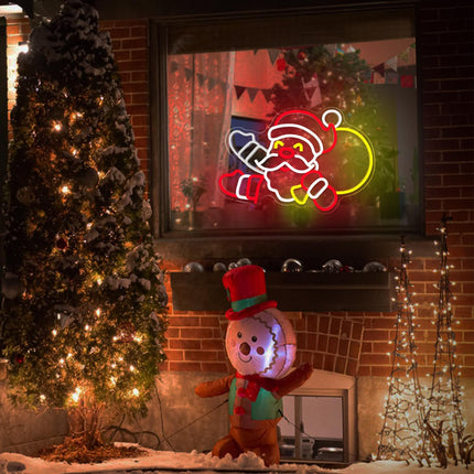Santa Claus Neon Sign Christmas Neon Sign for Wall Decor Waving Santa Neon Christmas Lights Led Christmas Window Decorations Light Up Sign for Bedroom Living Room Christmas Party