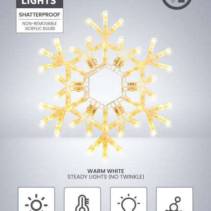 Brightown Christmas Snowflake Lights Outdoor, 108 LED 36" Folding Big Snowflake Hanging Lights, Waterproof Christmas Decorations Window Lights for Indoor House Porch Eave Pergola, Warm White