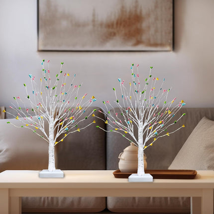 [ Timer ] Lighted Birch Tree Table Decorations, 2 Pack 24 Inch Tabletop Artificial Tree with Total 48 LED Warm White Lights Battery Operated Tabletop Ceterpieces Trees Home Indoor Party Holiday Decor