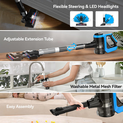 Livowalny Cordless Vacuum Cleaner For Makita 18V Battery, 6 In 1 Lightweight Stick Vacuum With 2 Mode Suction, 250W Brushless Motor, 20Kpa Stick Cordless Vacuum For Hardwood Floor Pet