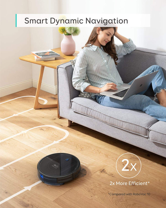 Eufy By Anker, Robovac G10 Hybrid, Smart Dynamic Navigation, 2In1 Sweep And Mop, Wifi, Superslim, 2000Pa Strong Suction, Quiet, Selfcharging, For Hard Floors Onlyreed