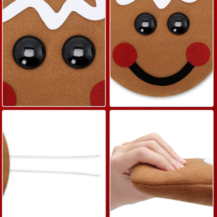 Percozzi Christmas Wreath Attachments Gingerbread Wreath Decorations Gingerbread Man Head Hands Legs Wreath Embellishment Kit Holiday Outdoor DIY Plush Hanging Welcome Sign for Xmas Home Party