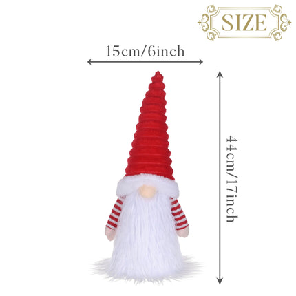 Valery Madelyn Lighted Christmas Tree Topper Gnome with Timer, 16.5 Red and White Fabric Cute Santa Gnome Tree Topper with LED Lights for Party Ornaments Christmas Decoration Indoor, Battery Operated