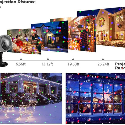 Christmas Snowfall Projector Lights,FLEVO LED Light Projector,Outdoor Holiday Lights with Clear Rotating Snow Falling Lamp for Halloween Xmas Party Garden Landscape Decoration