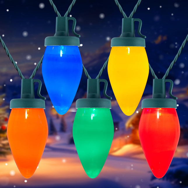 C9 Christmas Lights Outdoor Waterproof, 81 Feet 100 LED C9 String Lights with Timer & 8 Light Mode, Connectable Christmas Tree Lights for Indoor Outside Roofline Patio Decorations, Multicolor