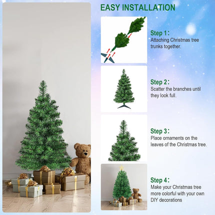 3Ft Premium Artificial Small Mini Christmas Tree for Tabletop,Home, Office, Indoor and Outdoor Decor,Holiday Decoration,Easy Assembly Metal Hinges & Foldable Base.Green Tree