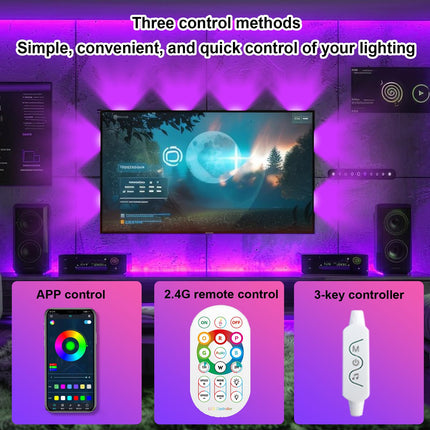 LED Strip Lights 10.8ft Smart RGB Color Changing for TV 32-50 inch, IP65 Waterproof Music Sync LED Light Strips with Remote APP Control for Bedroom, Party, Christmas, Halloween, Birthday